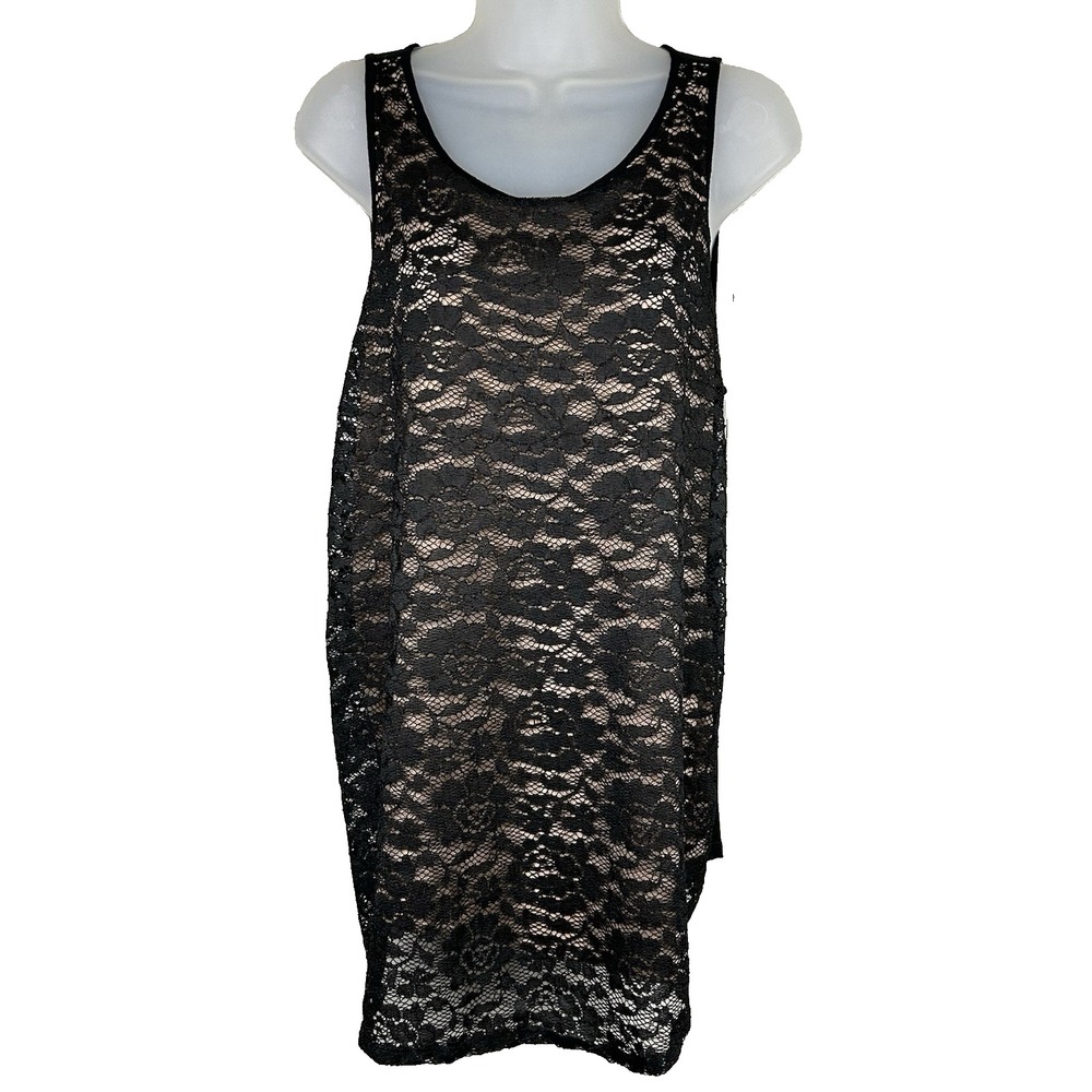 Apt 9 Womens Lace Sleeveless Tunic Top M Lined Fairy Grunge Whimsigoth Black